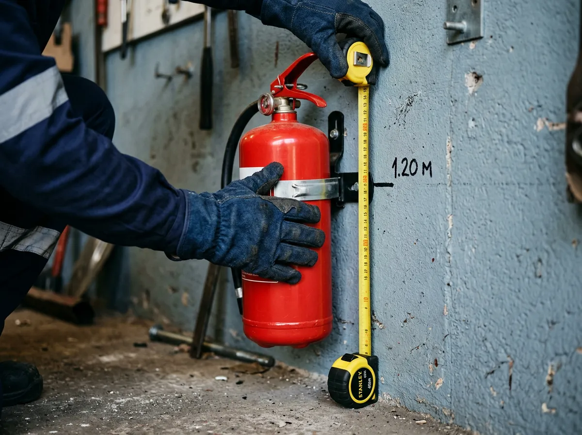 Mesure de la hauteur de fixation d'un extincteur sur un mur