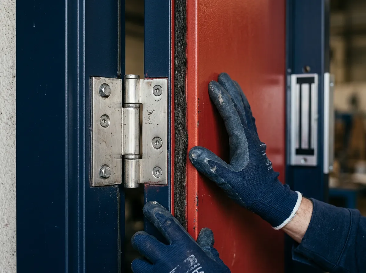 Contrôle du joint et de l'asservissement d'une porte coupe-feu par un technicien